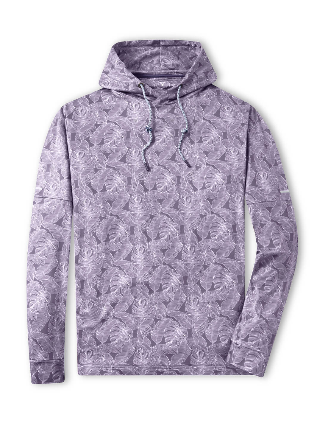 Print Performance Fleece Golf Hoodie For Men-Maroon Plantain Leaf