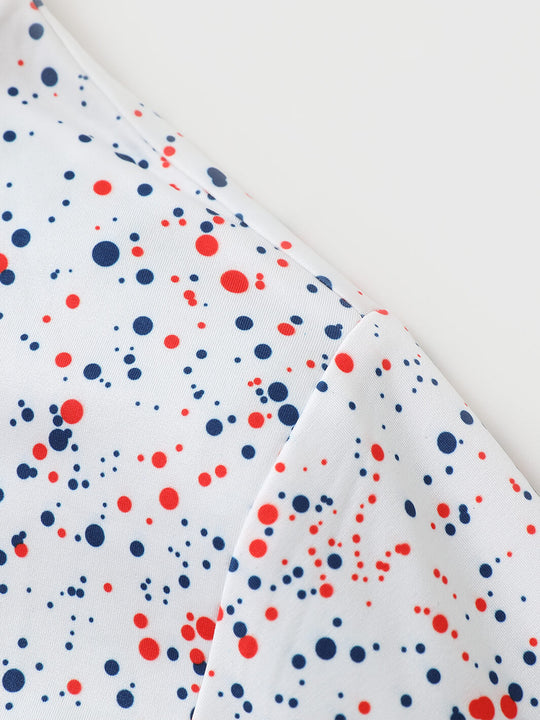 Print Performance Fleece Golf Hoodie For Men-Red/Blue Polka Dots
