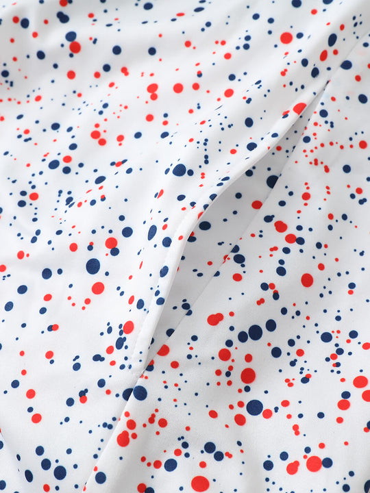 Print Performance Fleece Golf Hoodie For Men-Red/Blue Polka Dots