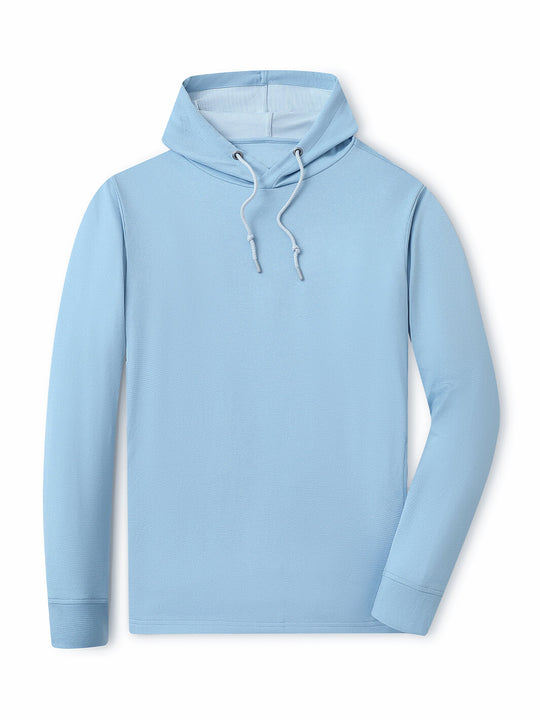 Heather Performance Golf Hoodie For Men-Misty Blue