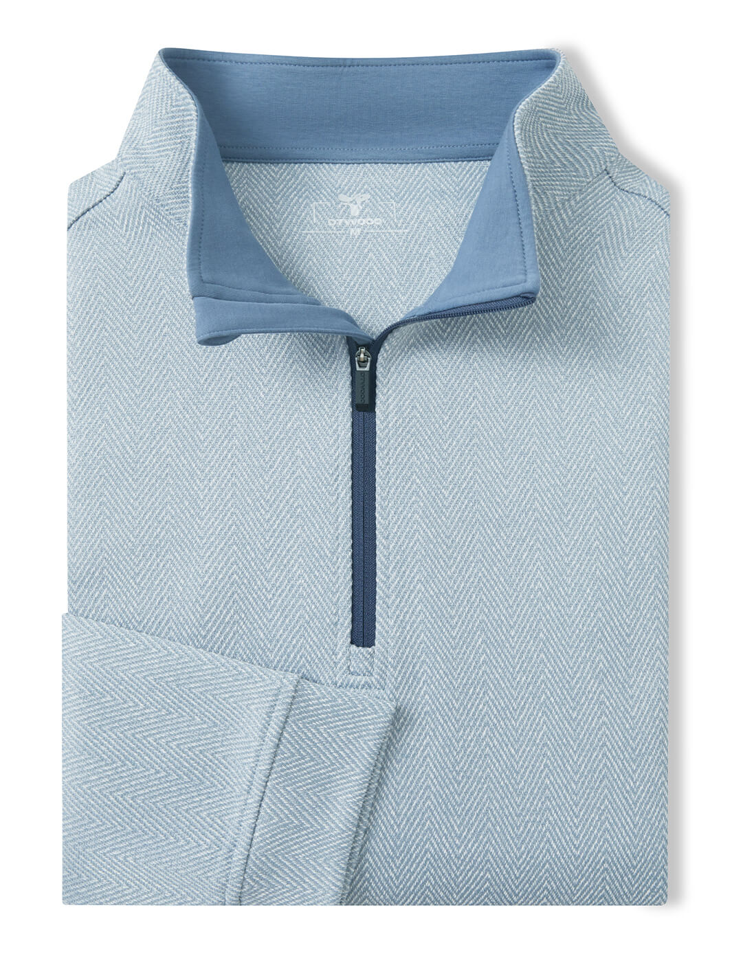 Herringbone Performance Golf Quarter Zip For Men-Denim Blue