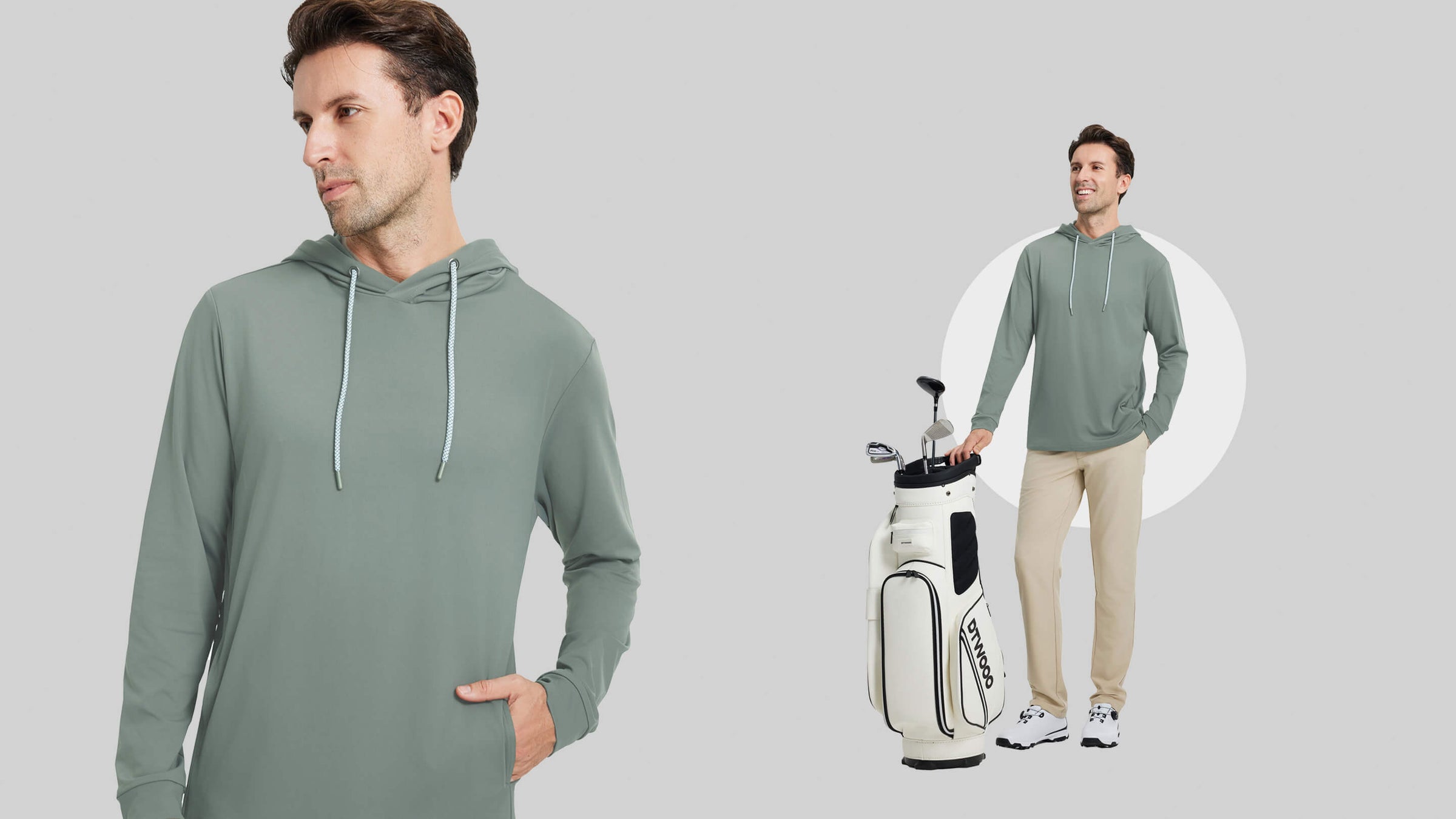 DTWOOO | Solid Performance Golf Hoodie For Men | Men's Golf Hoodies