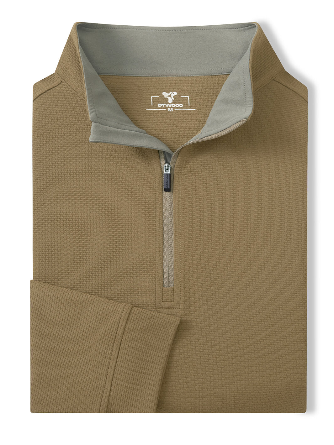 Jacquard Performance Golf Quarter Zip For Men-Brown