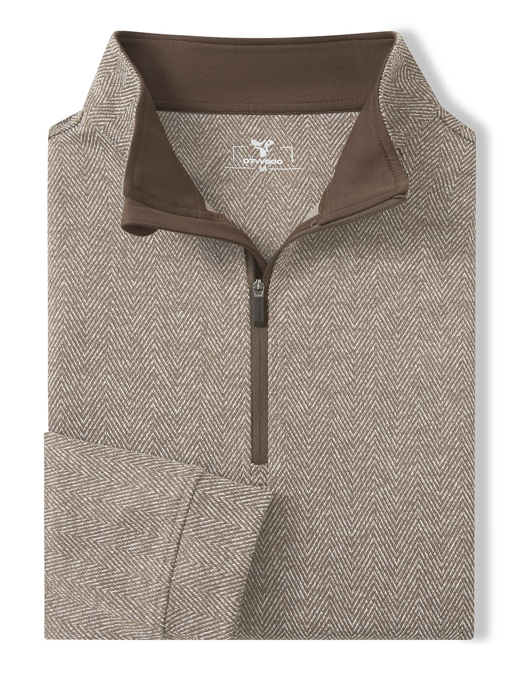 Herringbone Performance Golf Quarter Zip For Men-Brown