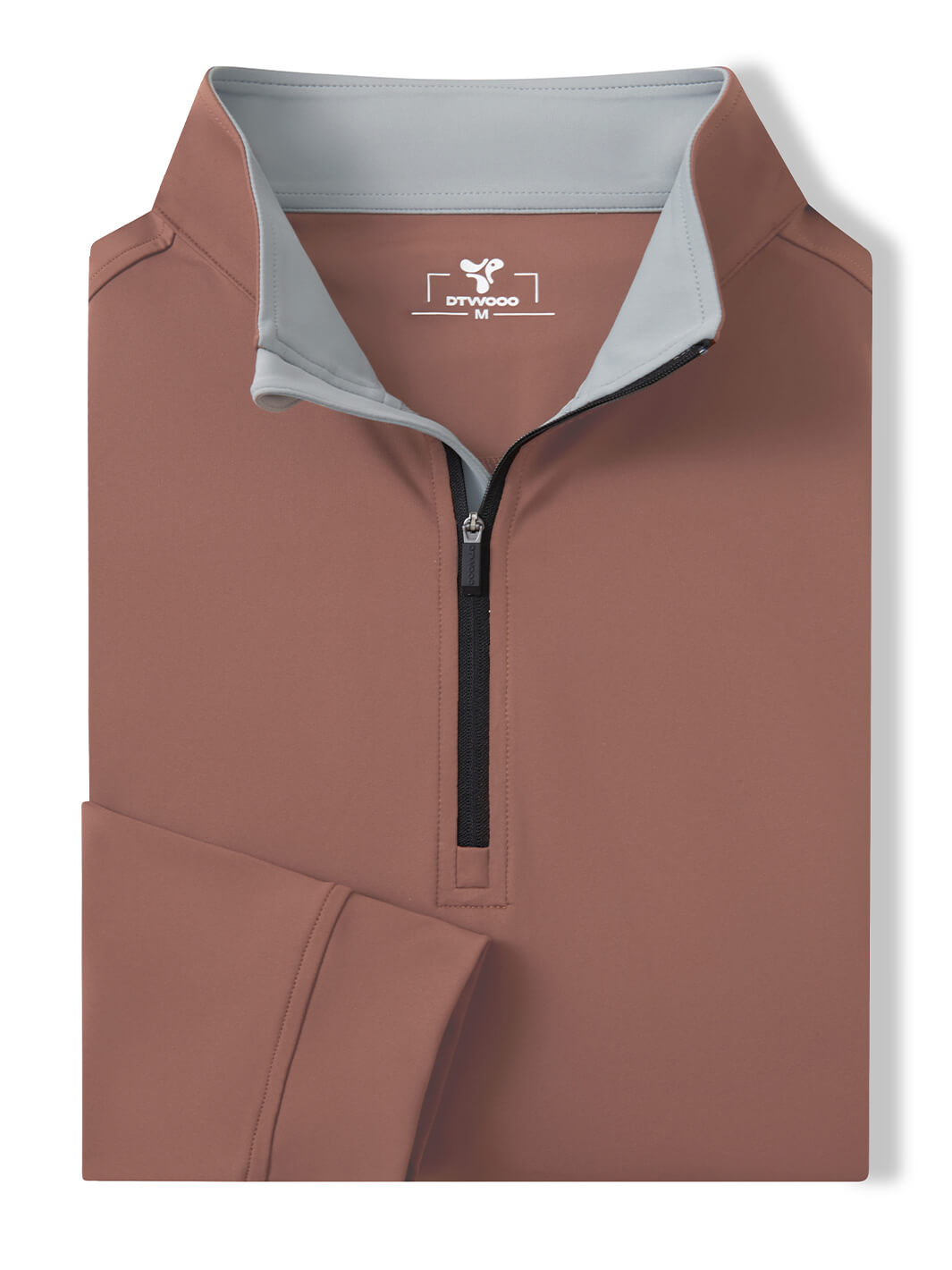 Solid Performance Golf Quarter Zip For Men-Brown