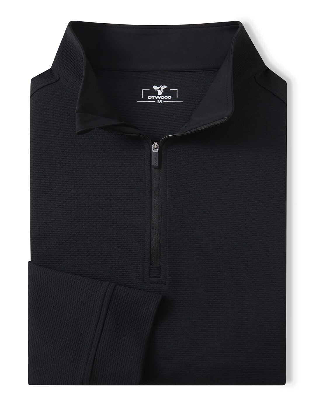 Jacquard Performance Golf Quarter Zip For Men-Black