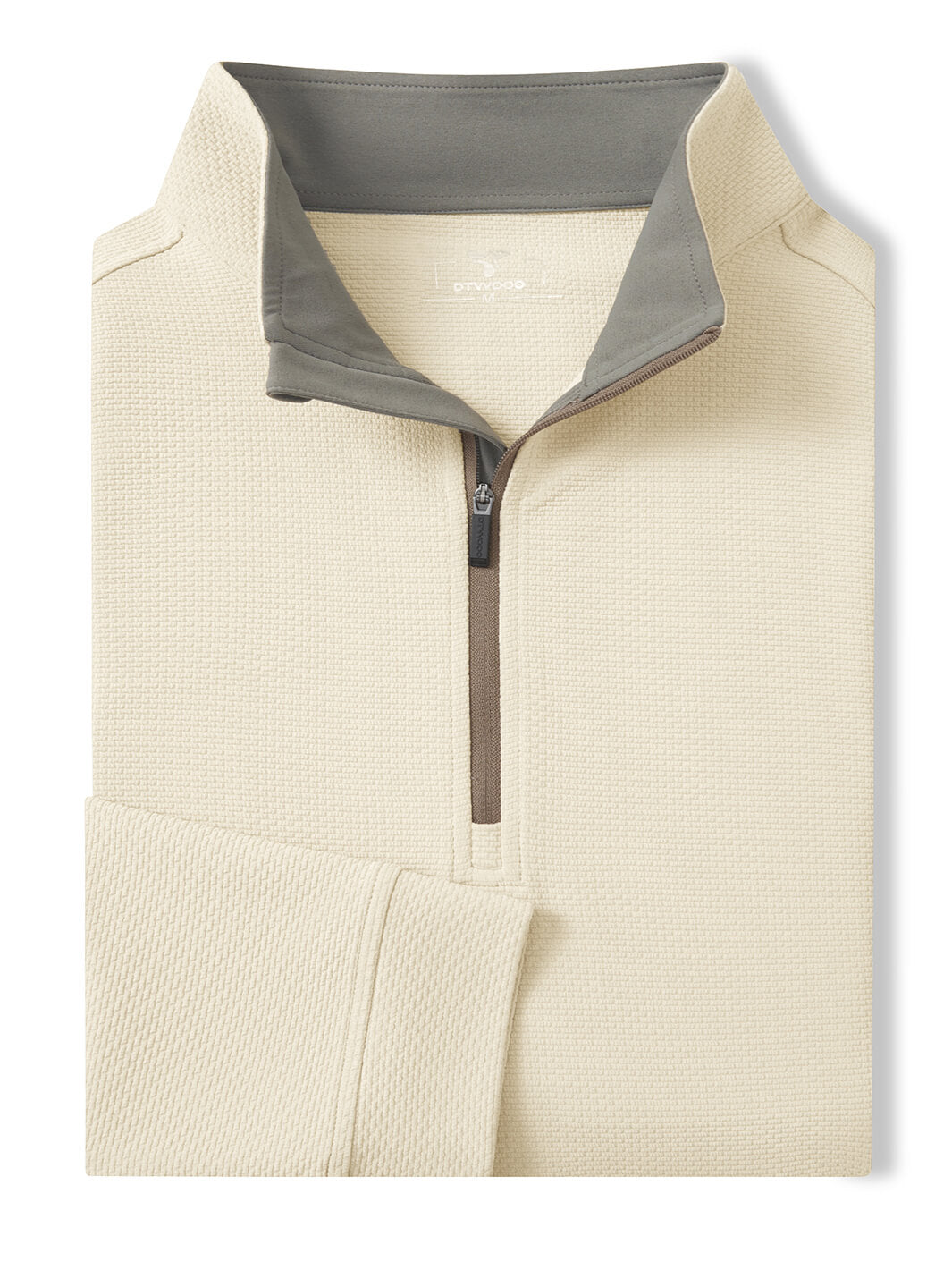 Jacquard Performance Golf Quarter Zip For Men-Apricot