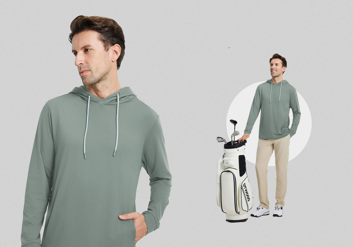DTWOOO | Solid Performance Golf Hoodie For Men | Men's Golf Hoodies