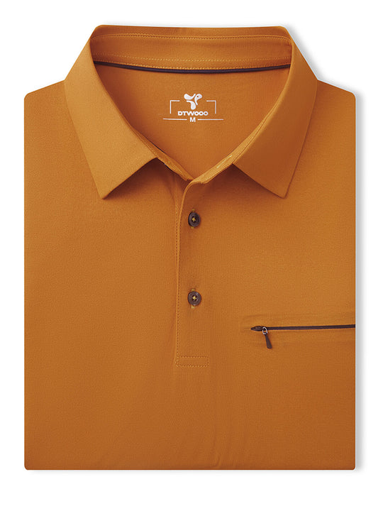 Hidden Zip Pocket Performance Polo-AMBER