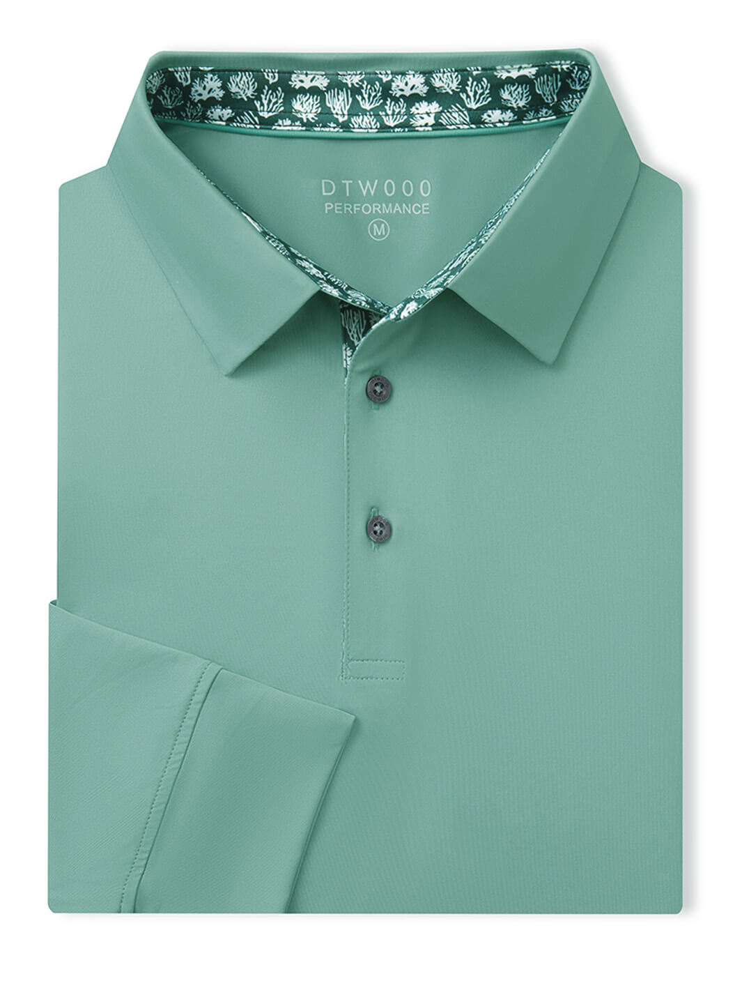 Designed Collared Long Sleeve Golf Polo-BERYL GREEN