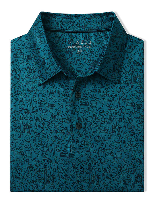 Men's Print Performance Polo-FREEDOM