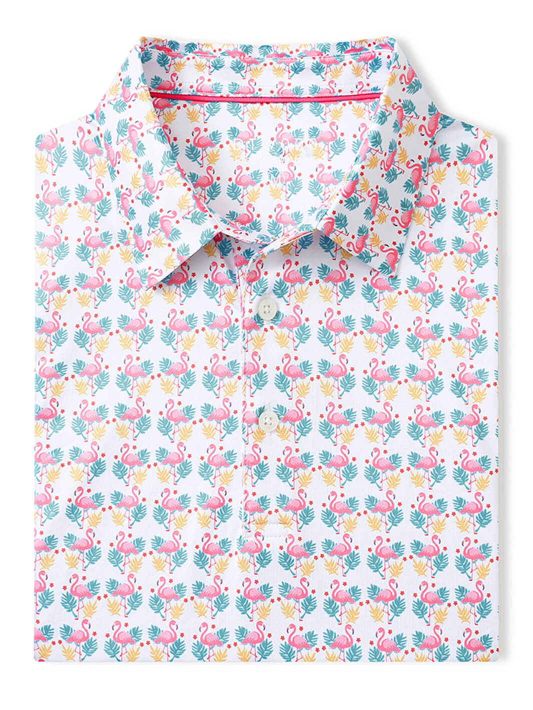 Men's Print Performance Polo-FLAMINGO