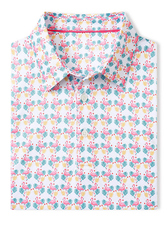 Men's Print Performance Polo-FLAMINGO