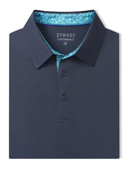 Designed Collared Solid Performance Polo-GARK GREY