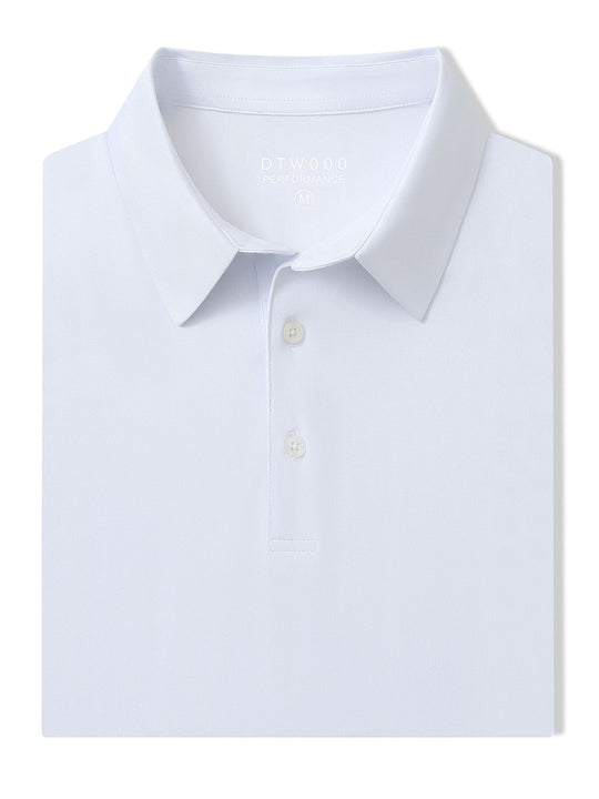 Solid Performance Jersey Polo-WHITE