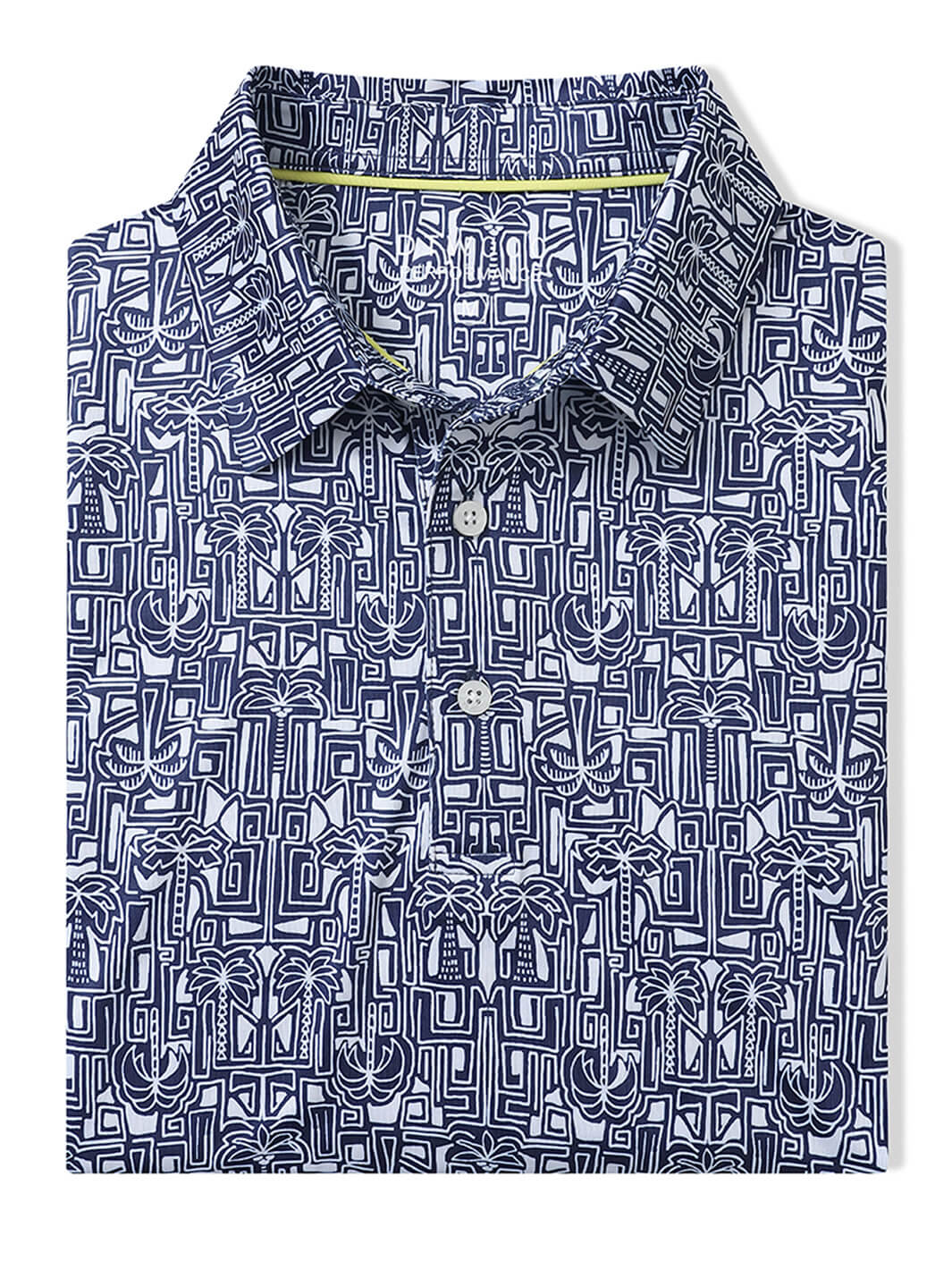 Men's Print Performance Polo-NAVY TROPICAL TOWN