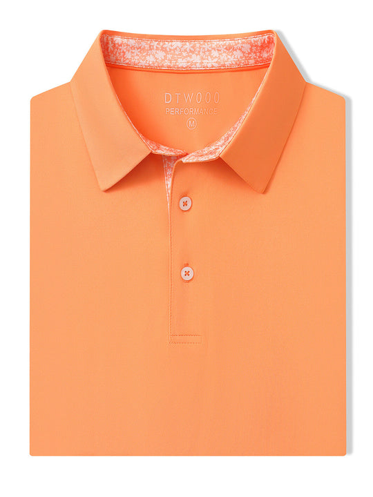 Designed Collared Solid Performance Polo-SHIMMER ORANGE