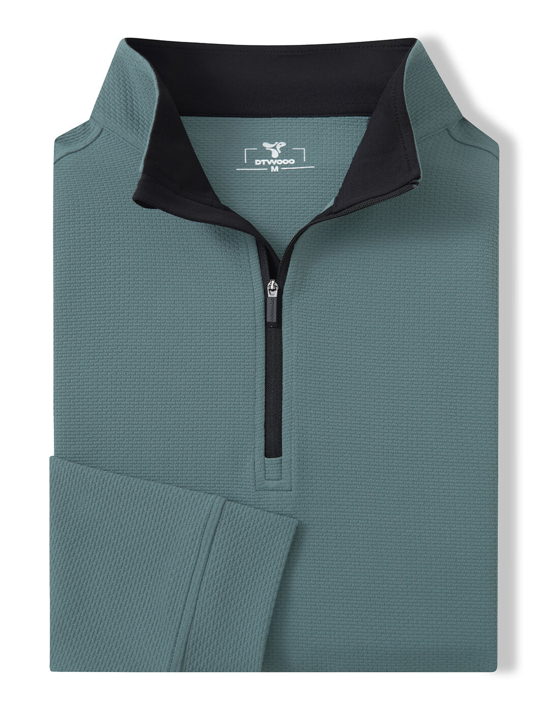 Jacquard Performance Golf Quarter Zip For Men-Dark Green