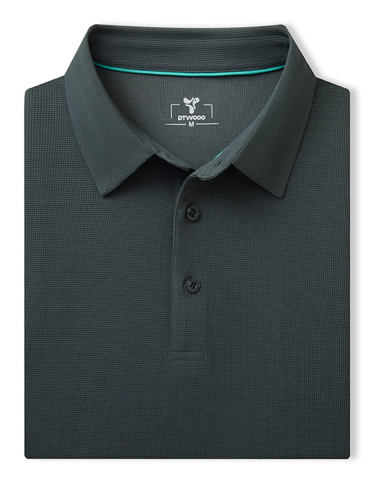 Waffle Jacquard Performance Polo-DRAK GREY