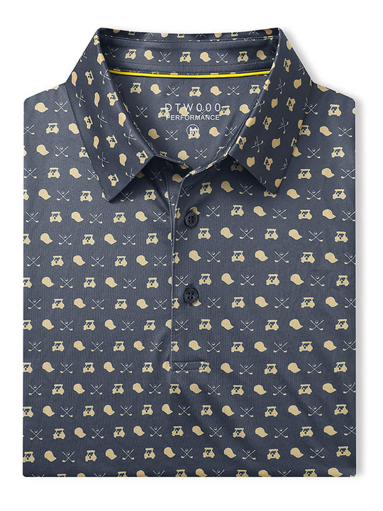 Men's Print Performance Polo-GOLDEN GOLF