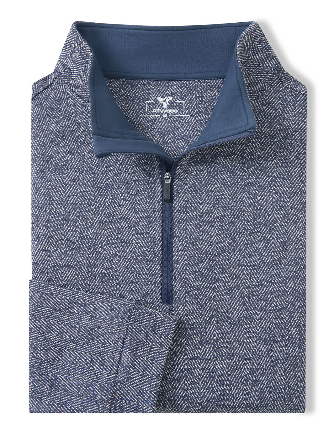 Herringbone Performance Golf Quarter Zip For Men-Navy