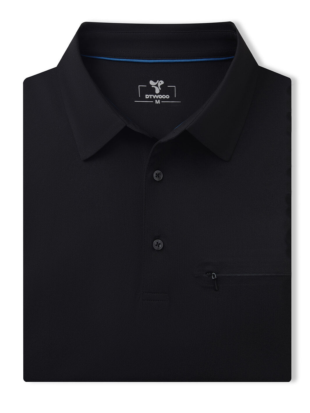 Hidden Zip Pocket Performance Polo-BLACK