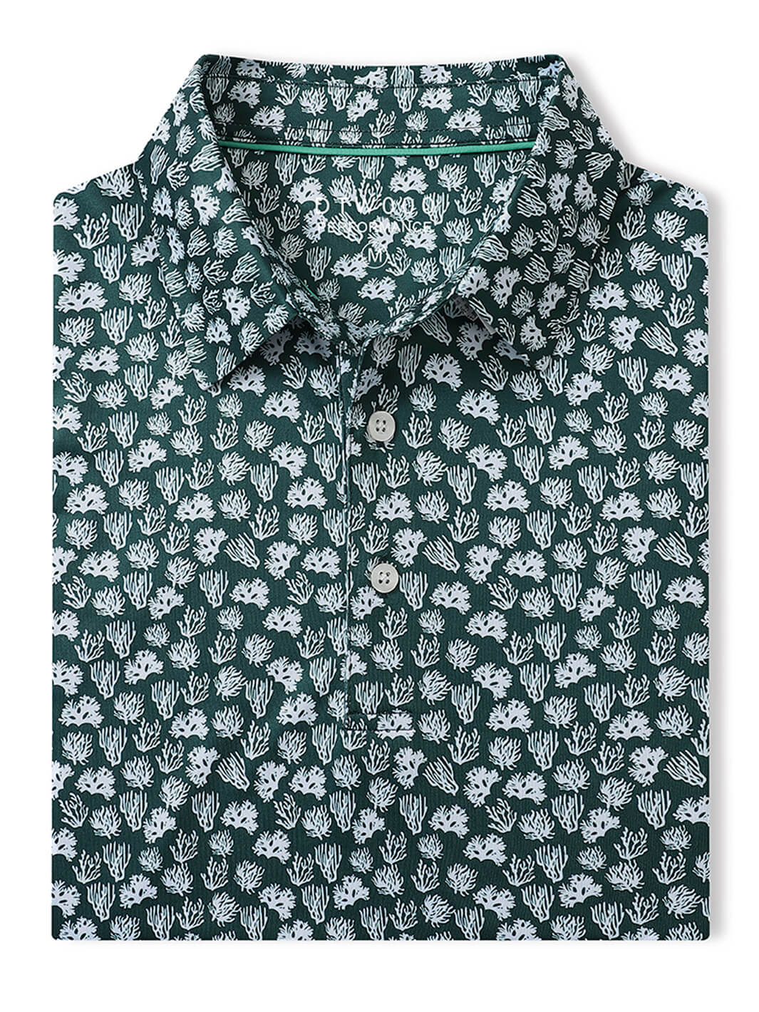 Men's Print Performance Polo-GREEN CORAL SEA