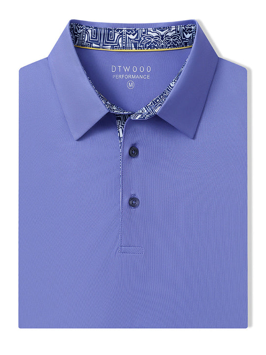Designed Collared Solid Performance Polo-BLUISH VIOLET