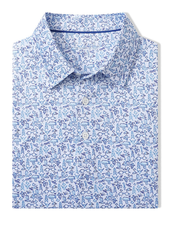 Men's Print Performance Polo-COWBOY