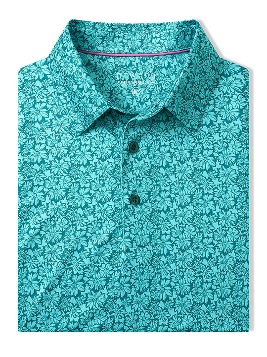 Men's Print Performance Polo-CORNFLOWER