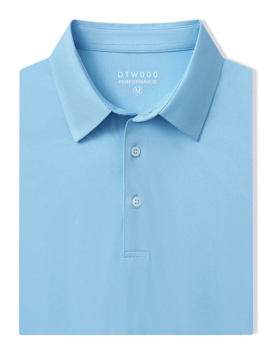 Solid Performance Jersey Polo-LIGHT BLUE
