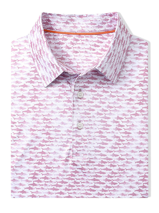 Men's Print Performance Polo-SHARK BAIT