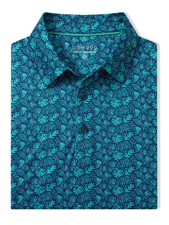 Men's Print Performance Polo-MONSTERA