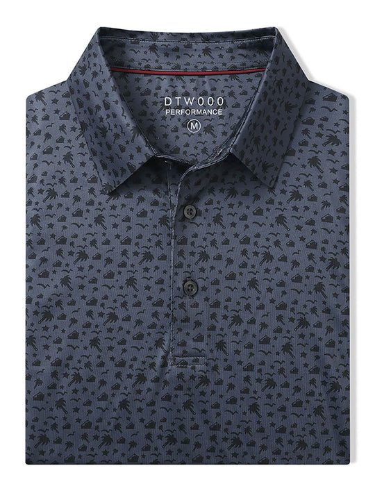 Men's Print Performance Polo-NIGHT BEACH