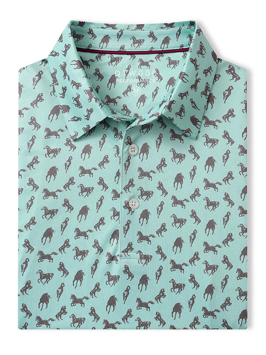 Men's Print Performance Polo-HORSE