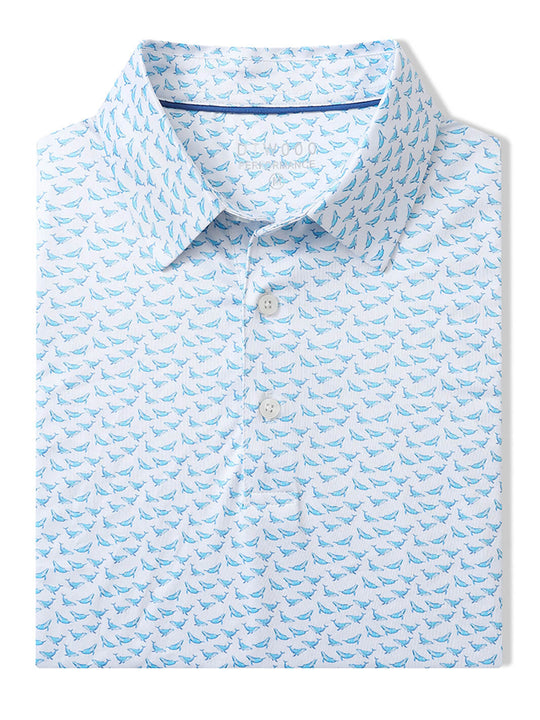 Men's Print Performance Polo-WHALE