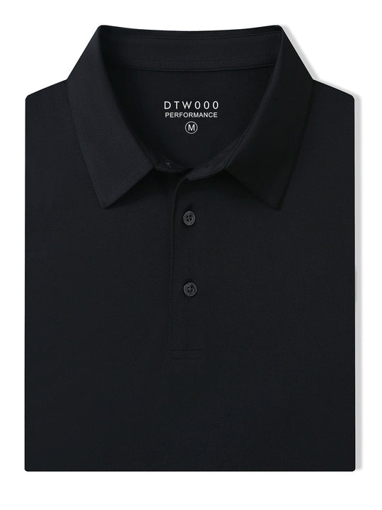 Solid Performance Jersey Polo-BLACK