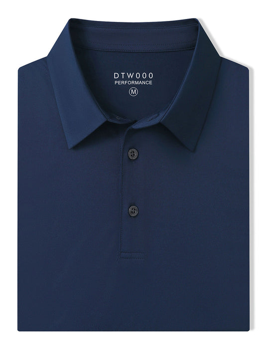 Solid Performance Jersey Polo-NAVY