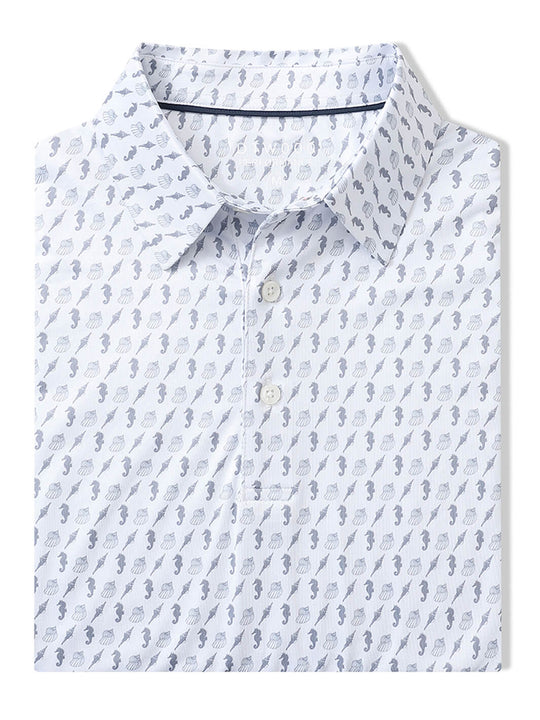 Men's Print Performance Polo-SEAHORSE