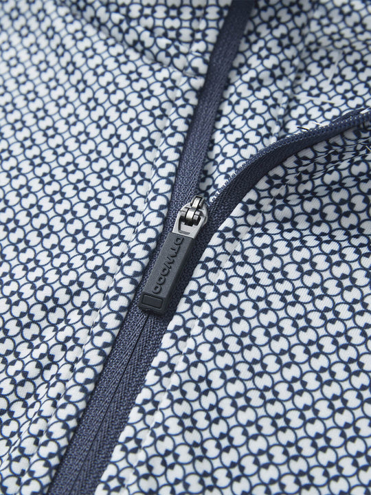 Print Performance Golf Quarter Zip For Men-White Navy Interlink
