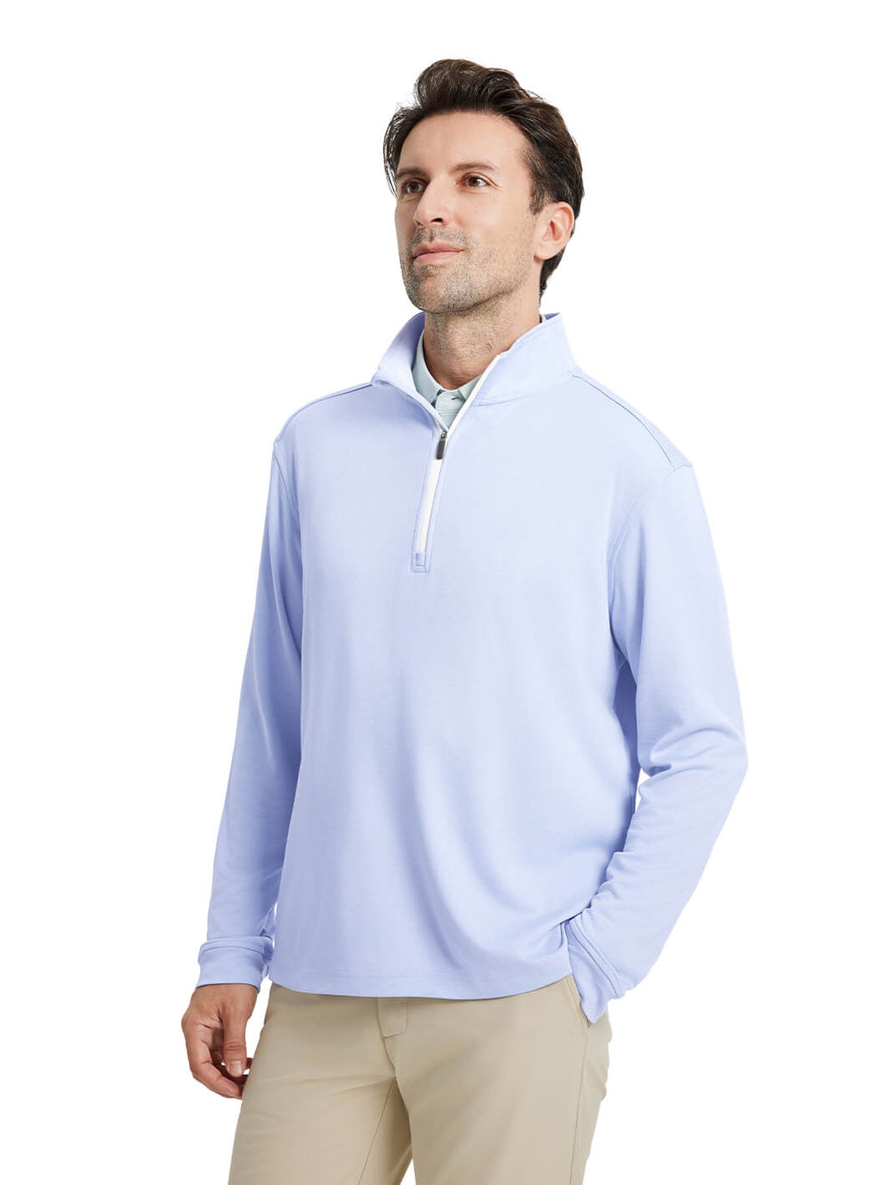 Heather Performance Golf Quarter Zip For Men-Lavender