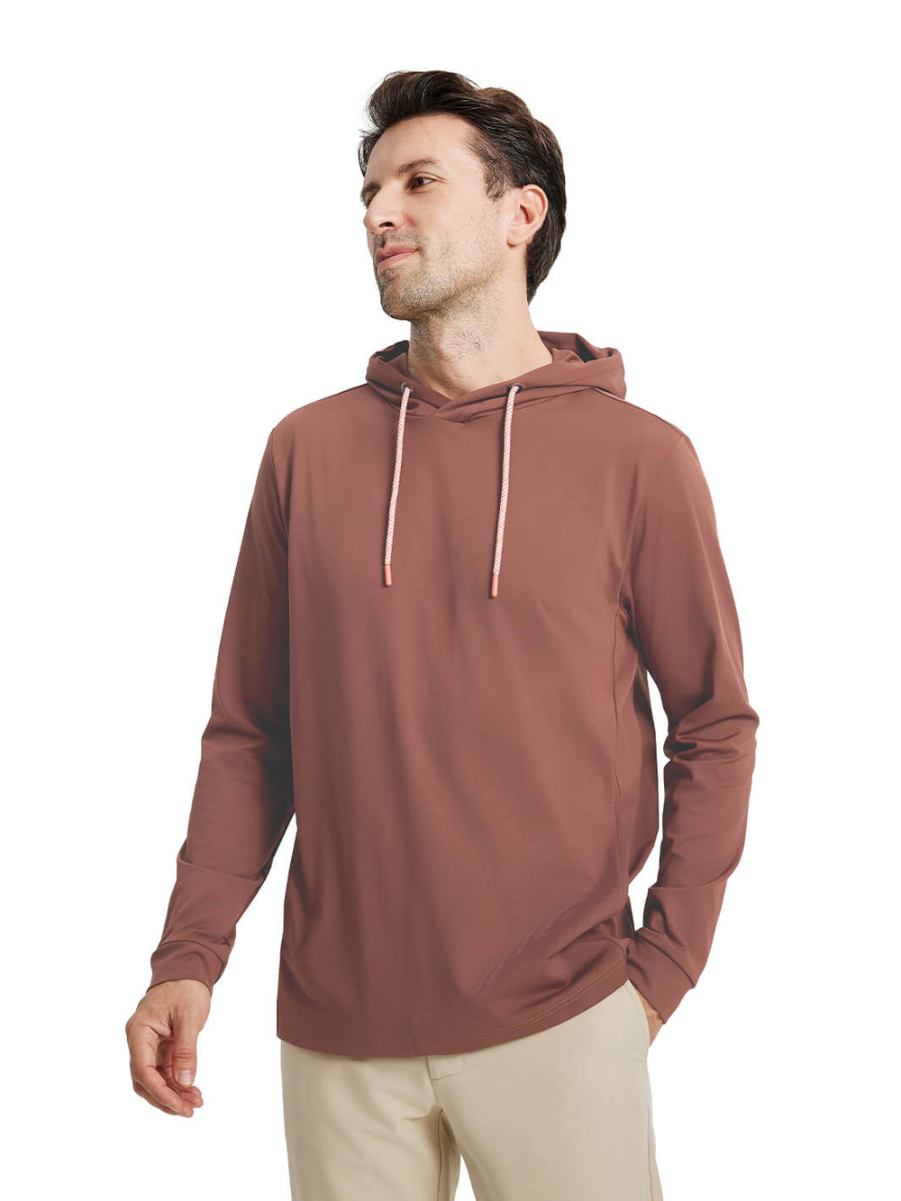 Solid Performance Golf Hoodie For Men-Brown