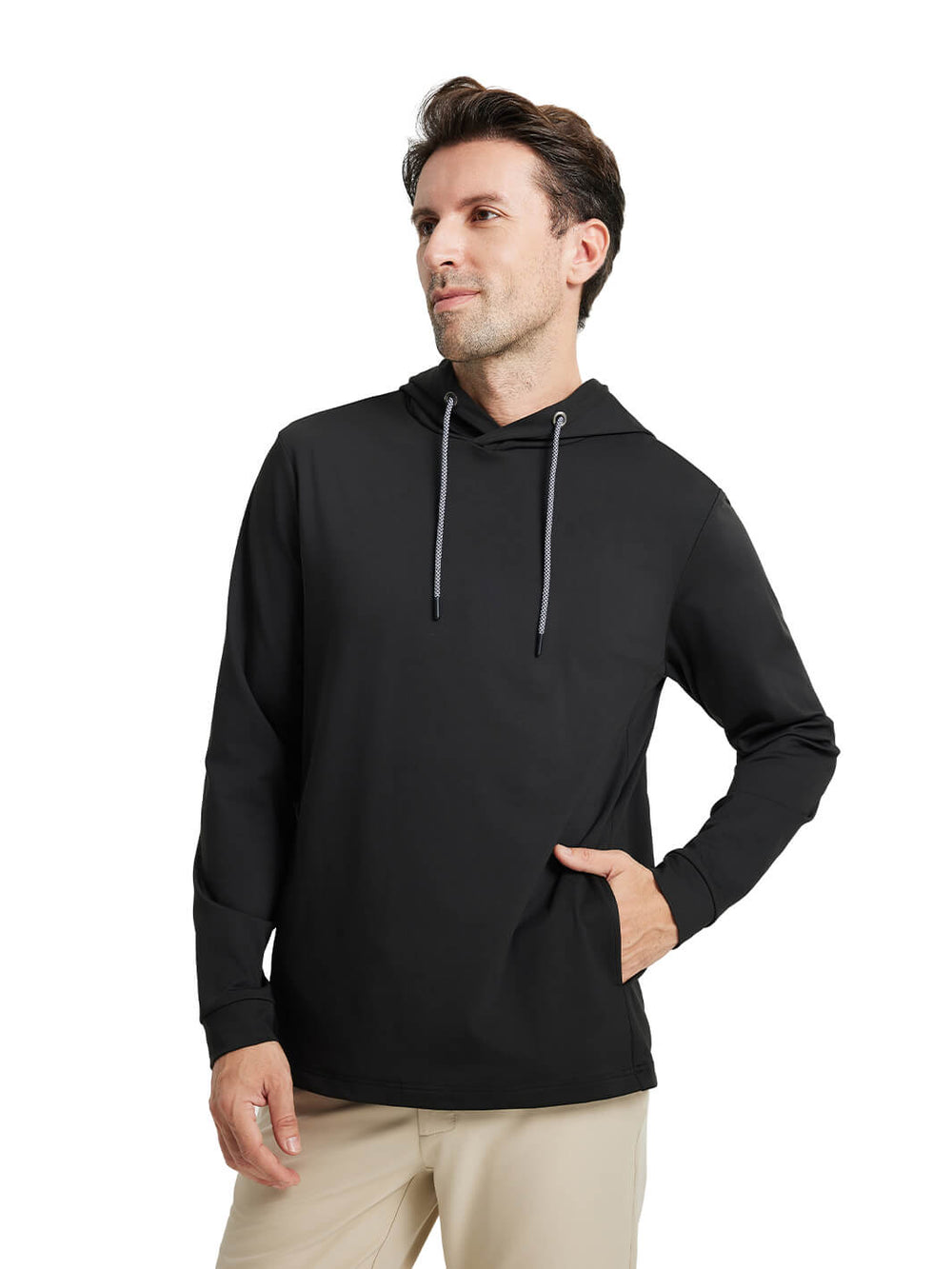 Solid Performance Golf Hoodie For Men-Black