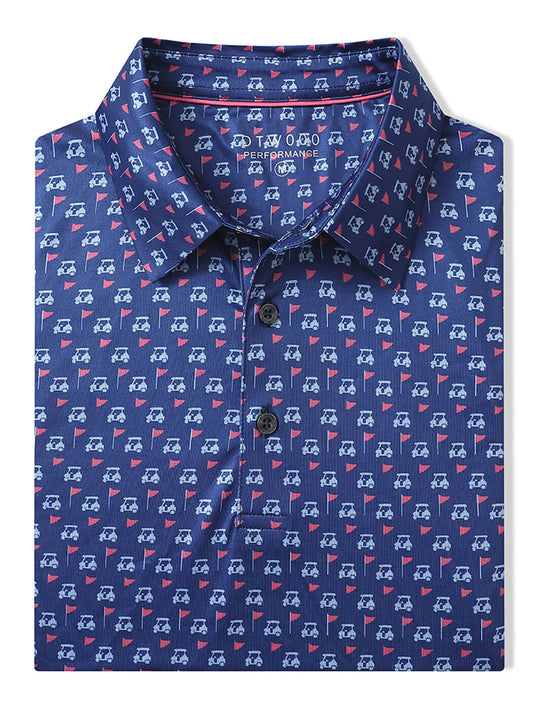Men's Print Performance Polo-GOLF CART