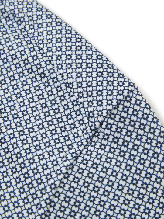 Print Performance Golf Quarter Zip For Men-White Navy Interlink