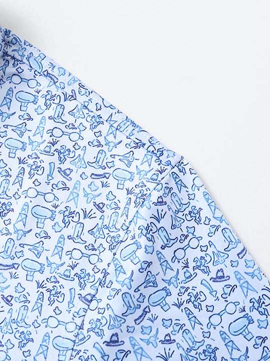 Men's Print Performance Polo-COWBOY