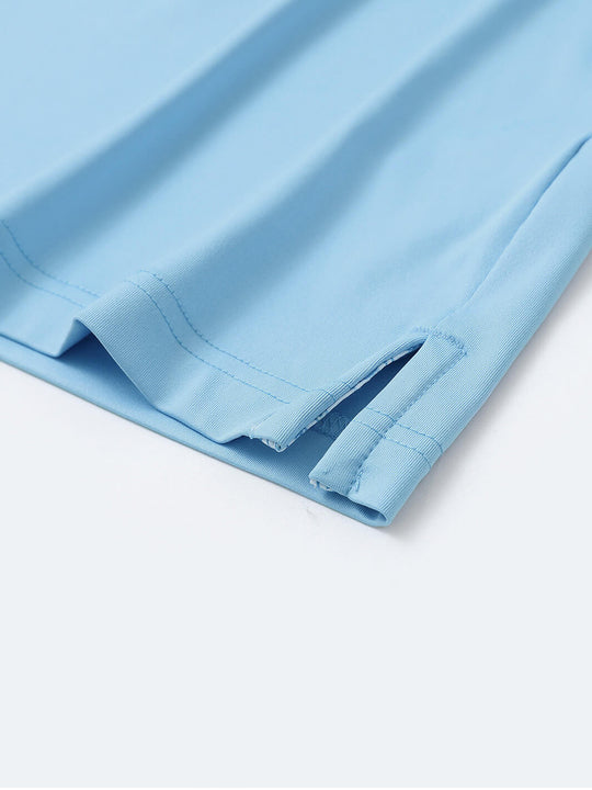 Designed Collared Solid Performance Polo-LIGHT BLUE