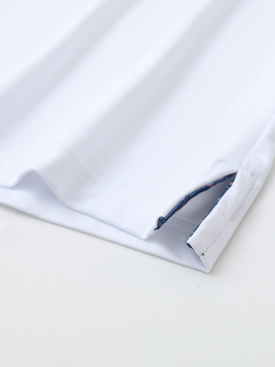 Designed Collared Solid Performance Polo-WHITE