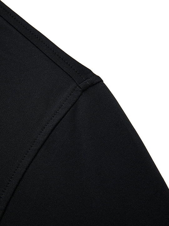 Designed Collared Long Sleeve Golf Polo-BLACK