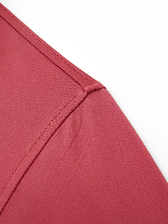 Designed Collared Long Sleeve Golf Polo-CRANBERRY